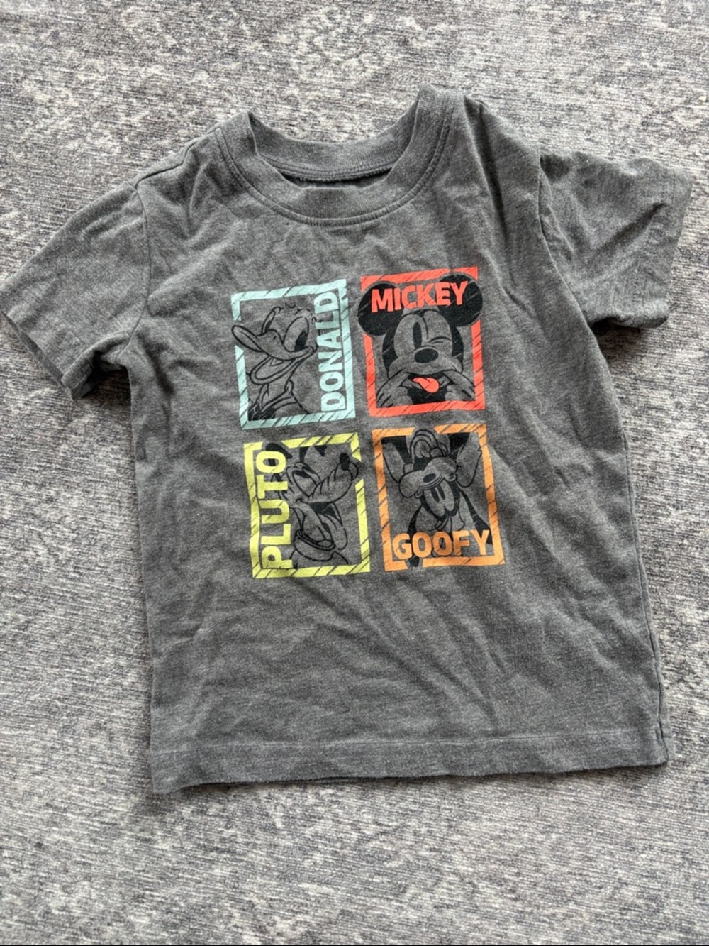 Disney Gray Kids Short Sleeve Tee with Mickey & Friends Color Blocks